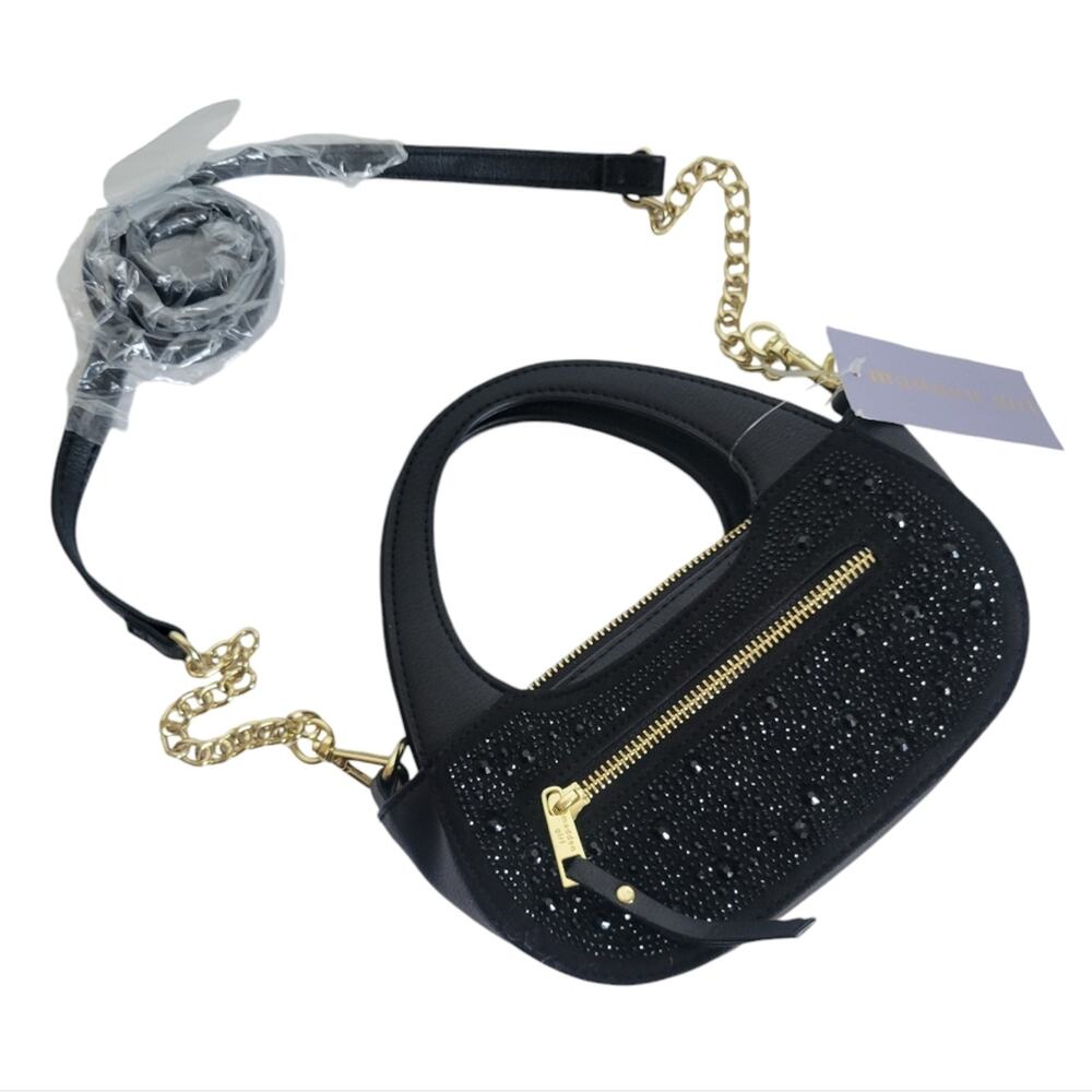 Madden Girl Black Rhinestone Embellishment‎ Baqutte Y2K Glam mini bag